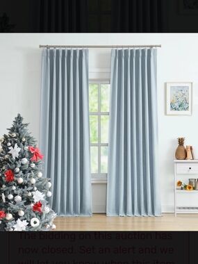 Light Blue Room-Darkening Curtain Panels - Modern Window Drapes